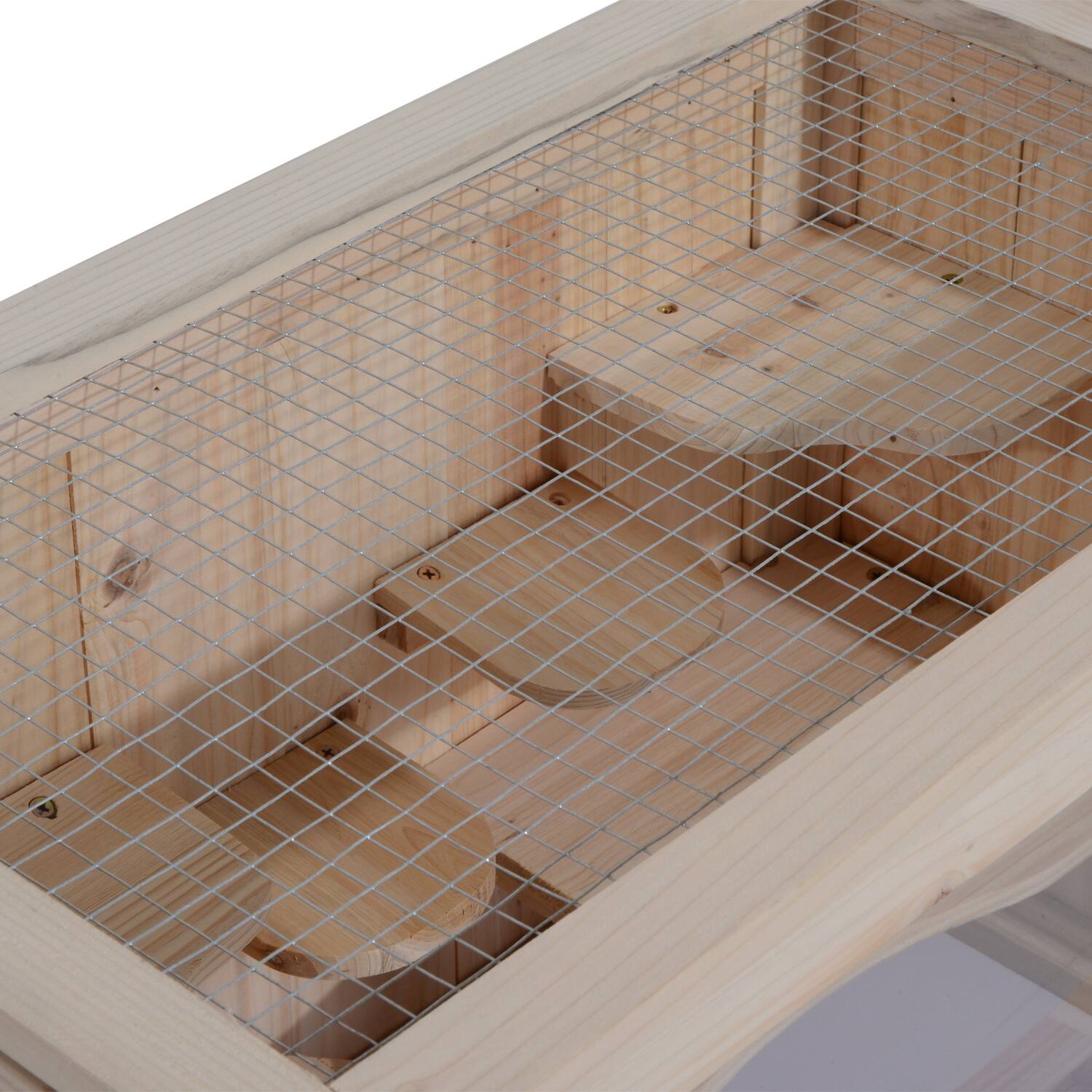 Alt View 5. Pawhut - 2-Level Hamster Cage Mice and Rat House, Guinea Pigs, Chinchillas with Openable Top, Front Door, Shelf, Ladder.