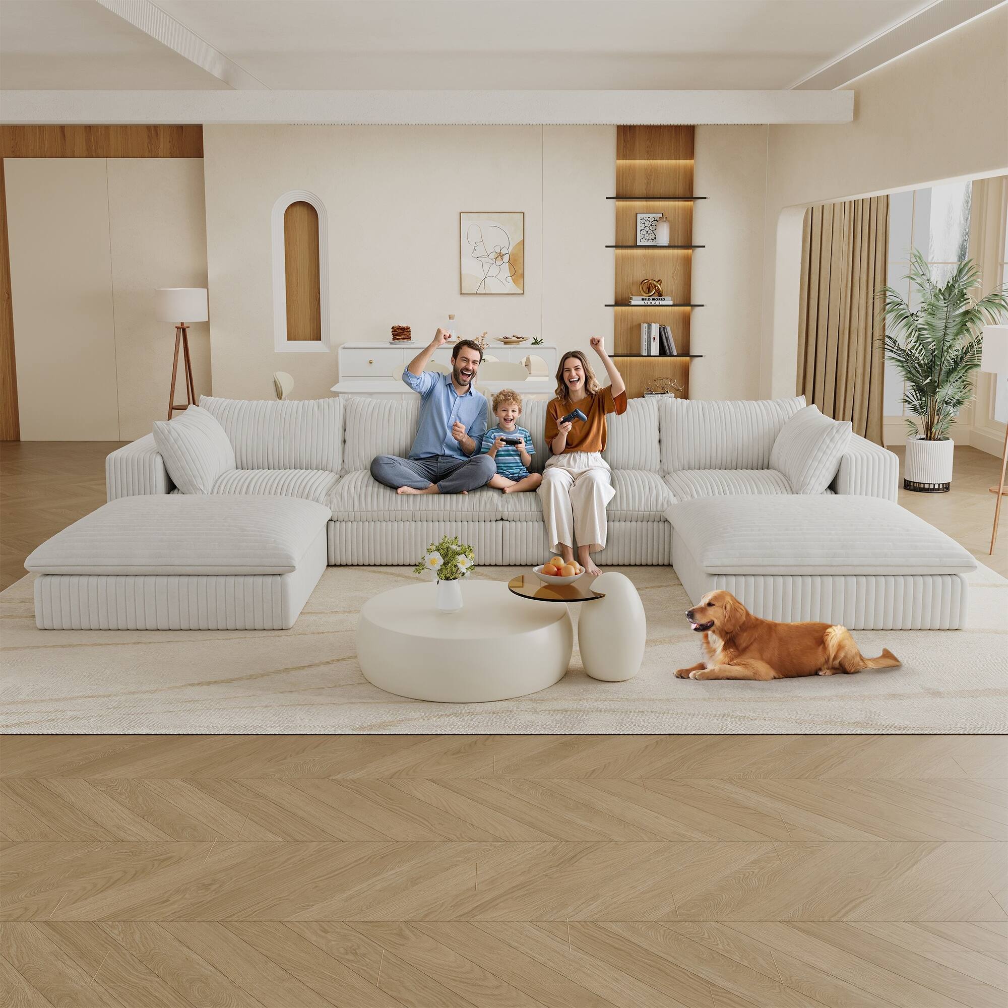 Alt View 5. Boyel Living - White Modular 6 Seat Fabric Sectional Sofa 157.6-in L x 78.8-in W x 24.0-in H - White.