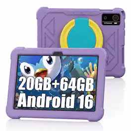 MEIZE - 10 inch Kids Tablet, Android 16, 20GB RAM, 64GB ROM, Parental Control, Shockproof Case, Learning Apps,Educational Tablet - Purple