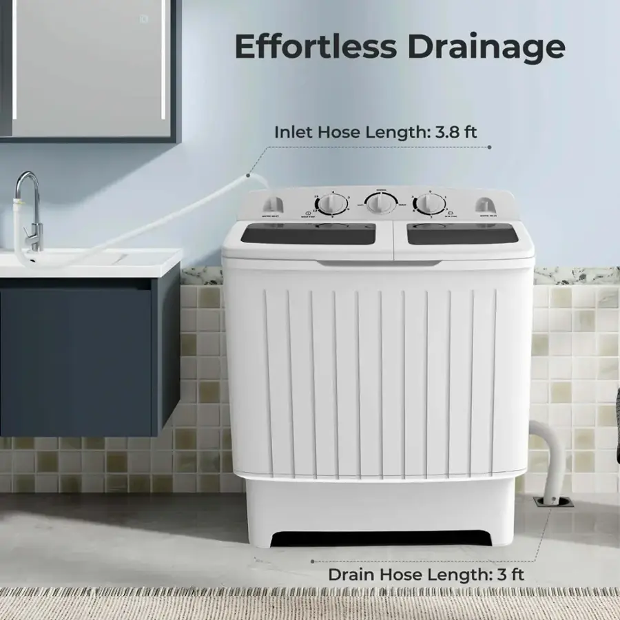 Effortless Drainage Inlet Hose Length: 3.8 ft  1 Drain Hose Length: 3 ft