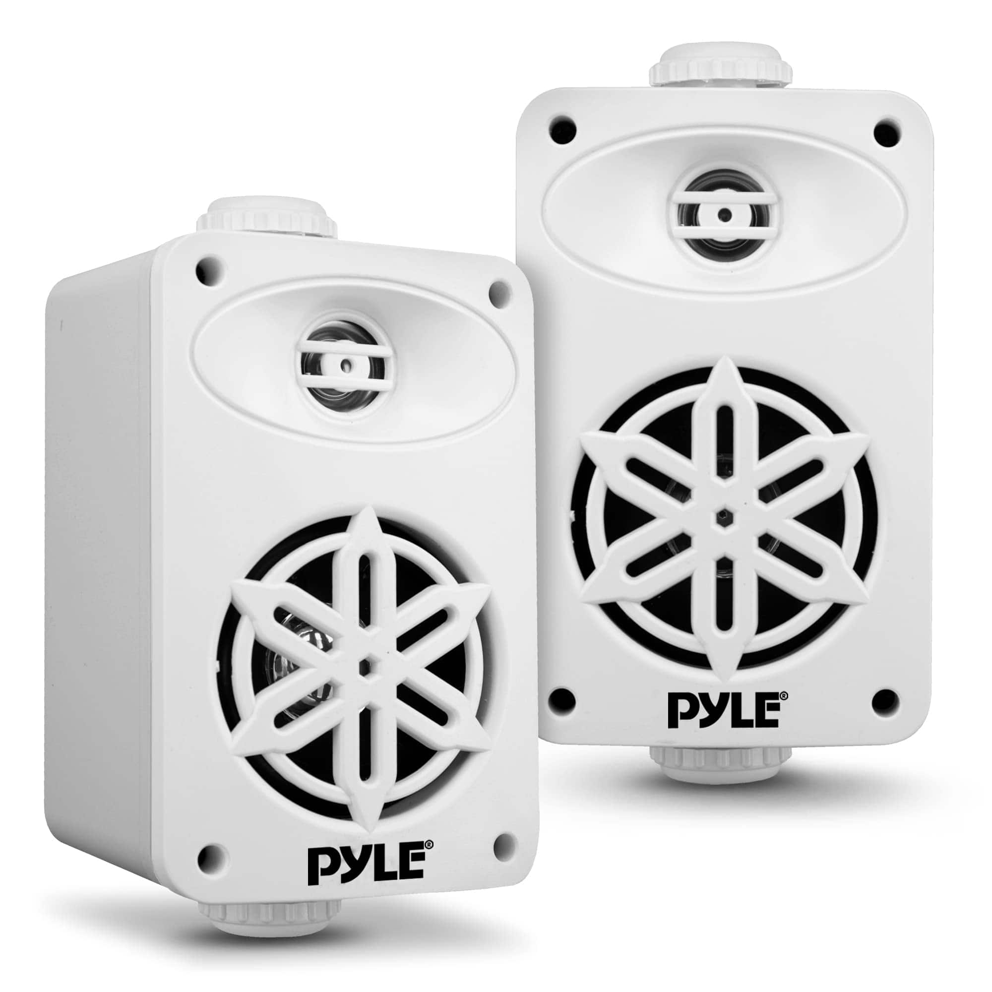 Pyle - PyleUsa Indoor Outdoor Speakers – 200W Dual Waterproof 3.5” Speakers for Home, Boat, Deck, Poolside - White