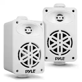 Pyle - PyleUsa Indoor Outdoor Speakers – 200W Dual Waterproof 3.5” Speakers for Home, Boat, Deck, Poolside - White