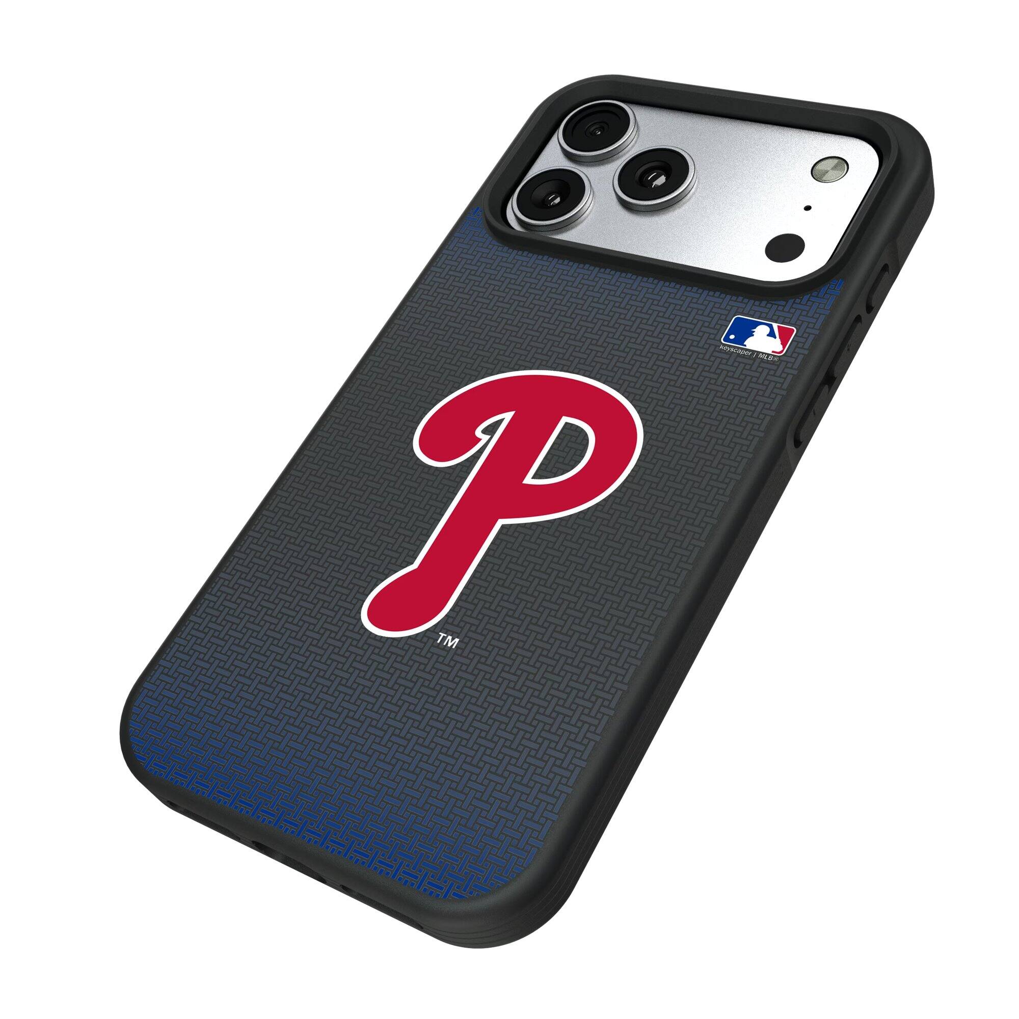 Alt View 1. Keyscaper - Linen Logo iPhone Bump Case - 15 Plus - Black.