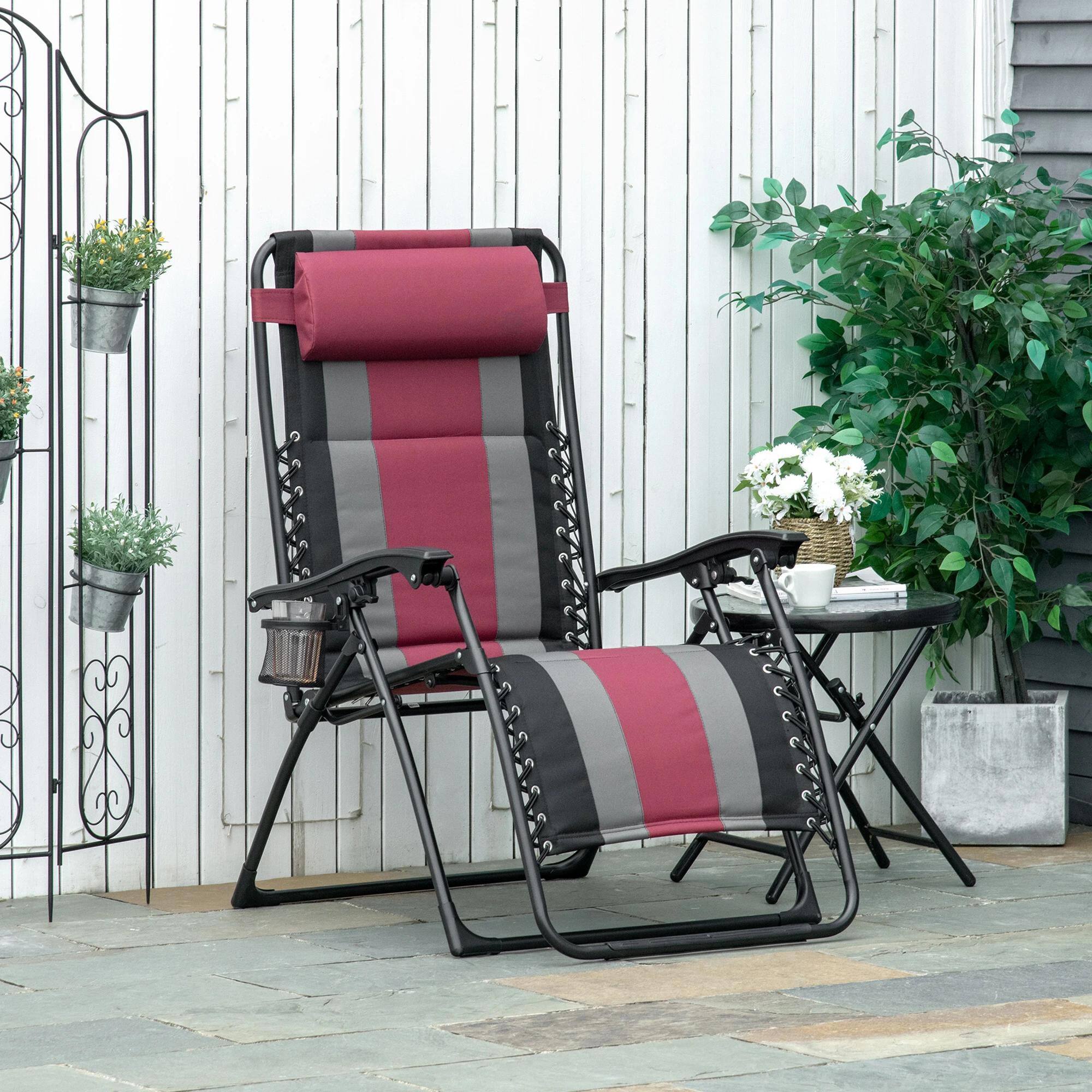 Alt View 5. Resenkos - Resenkos XL Oversize Zero Gravity Recliner, Padded Patio Lounger Chair, Folding Chair, Red - Red.
