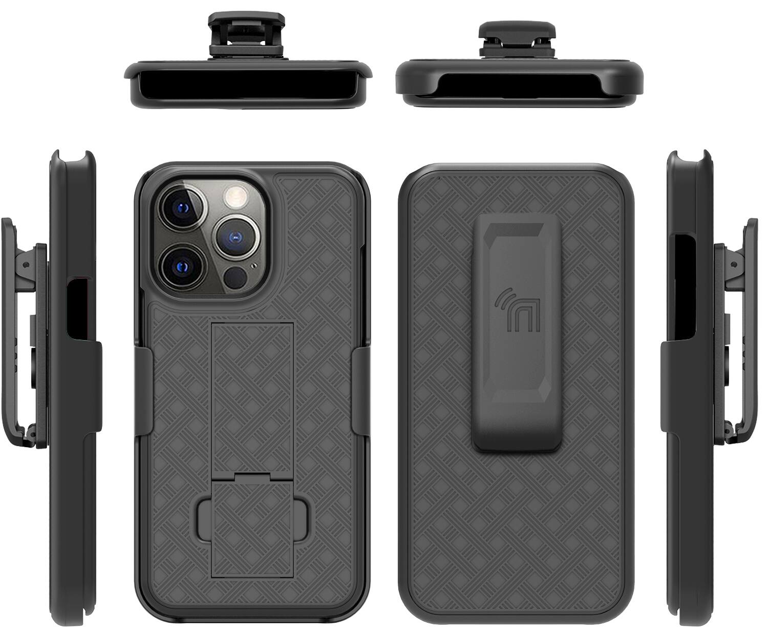 Alt View 8. Nakedcellphone - Slim Case with Stand and Belt Clip Holster for Apple iPhone 13 Pro Max - Black.
