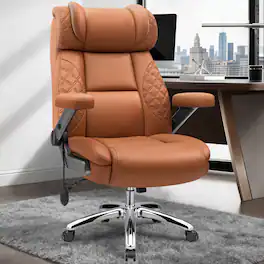 Brick Attic - 500lbs Big&Tall Executive Office Chair,High Back Ergonomic Computer Chair with Adjustable Lumbar Support &5D Flip Arms - Brown