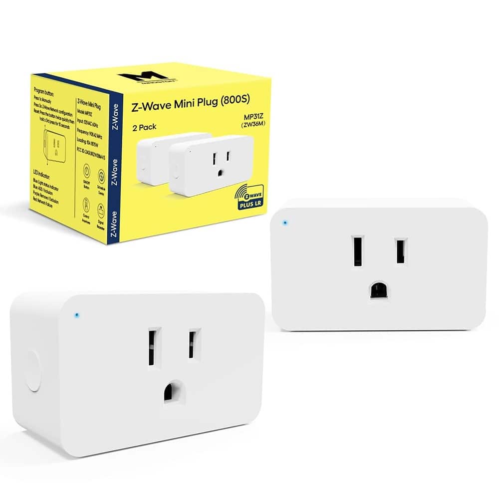 MOSZAR LLC - Z-Wave Smart Plug 2-Pack – 800 Series, Repeater, Works with SmartThings & Alexa - White