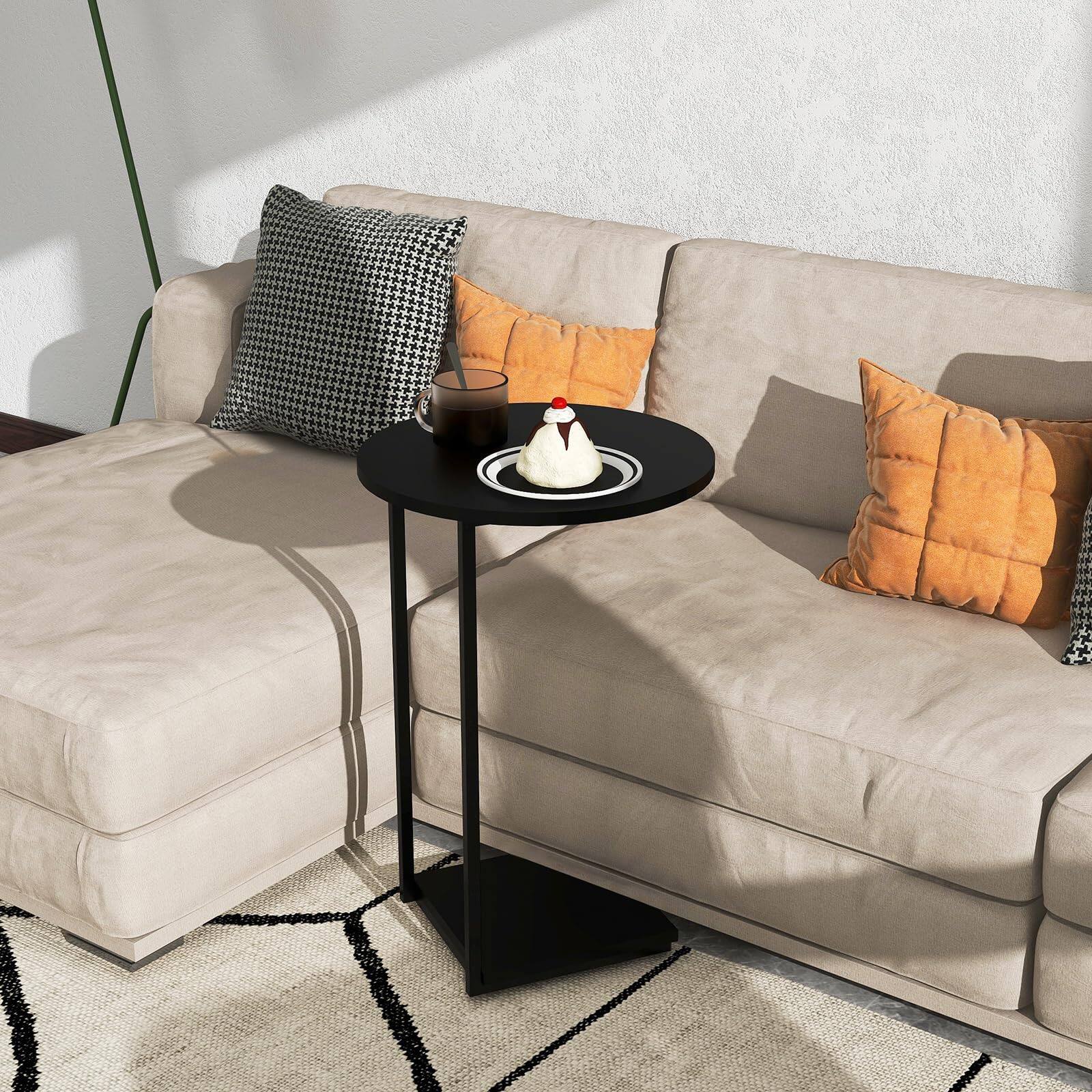 Alt View 1. Fabibe - C Table End Set Of 2 Shaped For Round Side Is Suitable Living Room And Bedroom.(black) - Black SET OF 1.