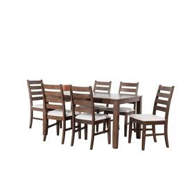 New Classic Furniture - Pascal 59" Retangular Wood Dining Set with 6 Chairs - Walnut