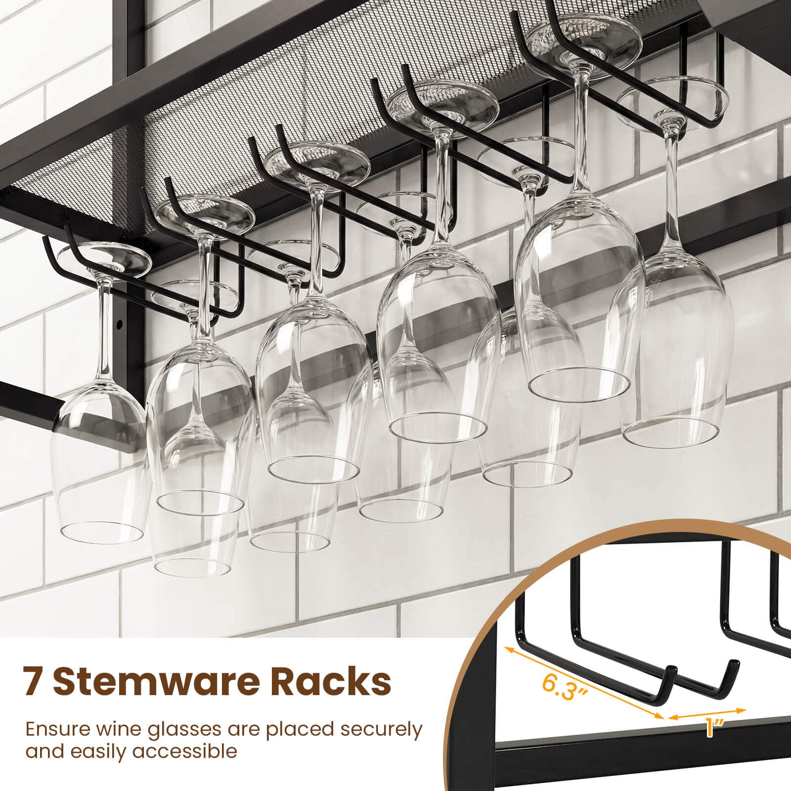 Costway Wall Mounted Wine Rack 47" Large Floating Bar Shelves with Glass  Holder for Kitchen Black HCST12751 - Best Buy