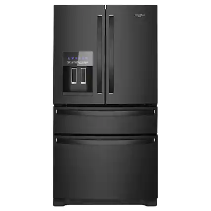 Front. Whirlpool - 24.5 Cu. Ft. French Door Refrigerator with Two-Tier Freezer Storage - Black.