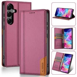 Dteck - Wallet Case for Samsung Galaxy A37 5G with 3 Card Slots and Kickstand, RFID Blocking Shockproof PU Leather Folio Cover - Winered