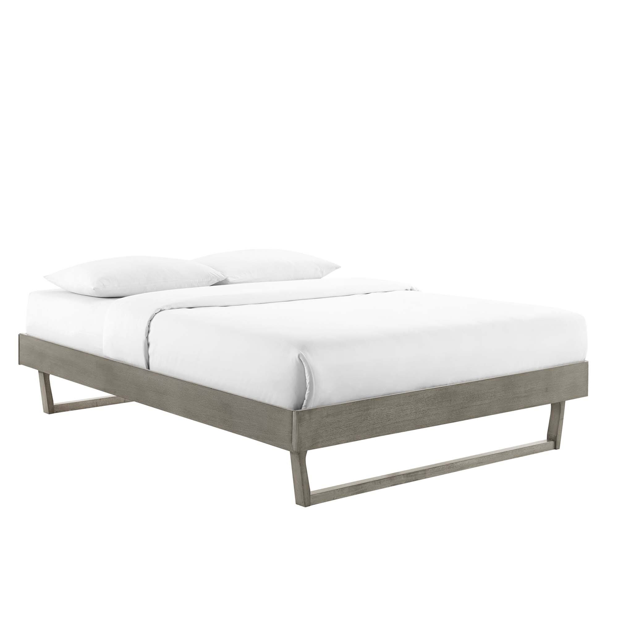 Angle. Modway - Billie Wood Platform Bed Frame - Gray.
