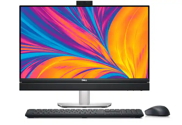 Front. Dell - 24" FHD Optiplex All in One 7420 | Intel Core i7-14th | 16GB RAM | 512GB NVMe | Webcam | Wireless KB & Mouse | Win 11. - Silver.