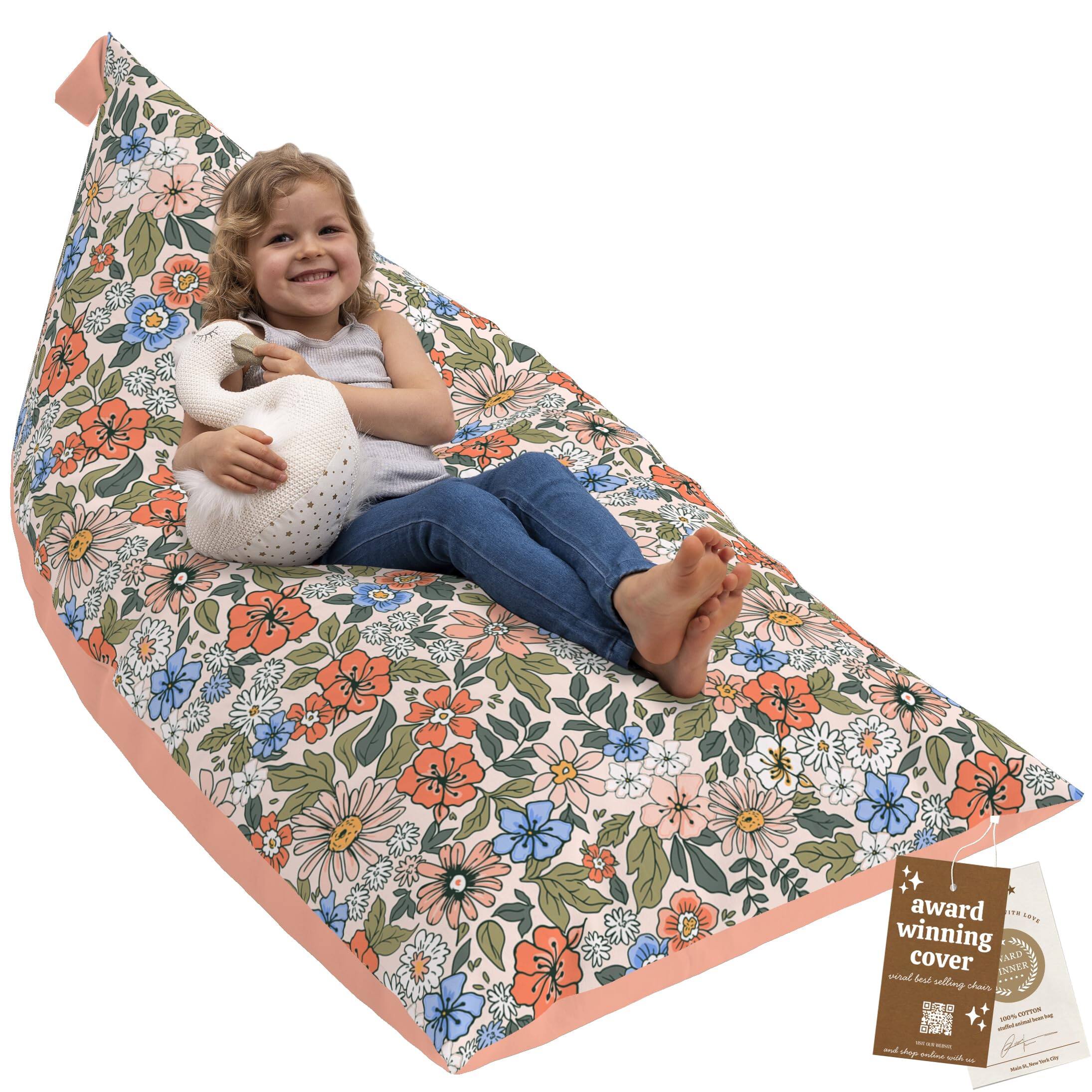 JETRANSPORT - Stuffed Animal Storage Chair Washable Bean Bag Cover (no Filler) For The Chair. Xl Bags | Store 100+ - 2. Boho Floral (Cover Only) X-Large