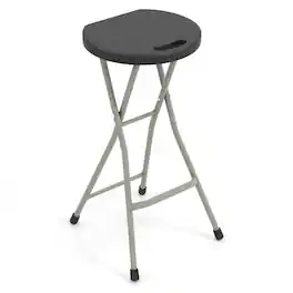 Costway - Portable Folding Stools Lightweight Fishing Stool w/330lbs Limited Sturdy Frame - Black,Silver