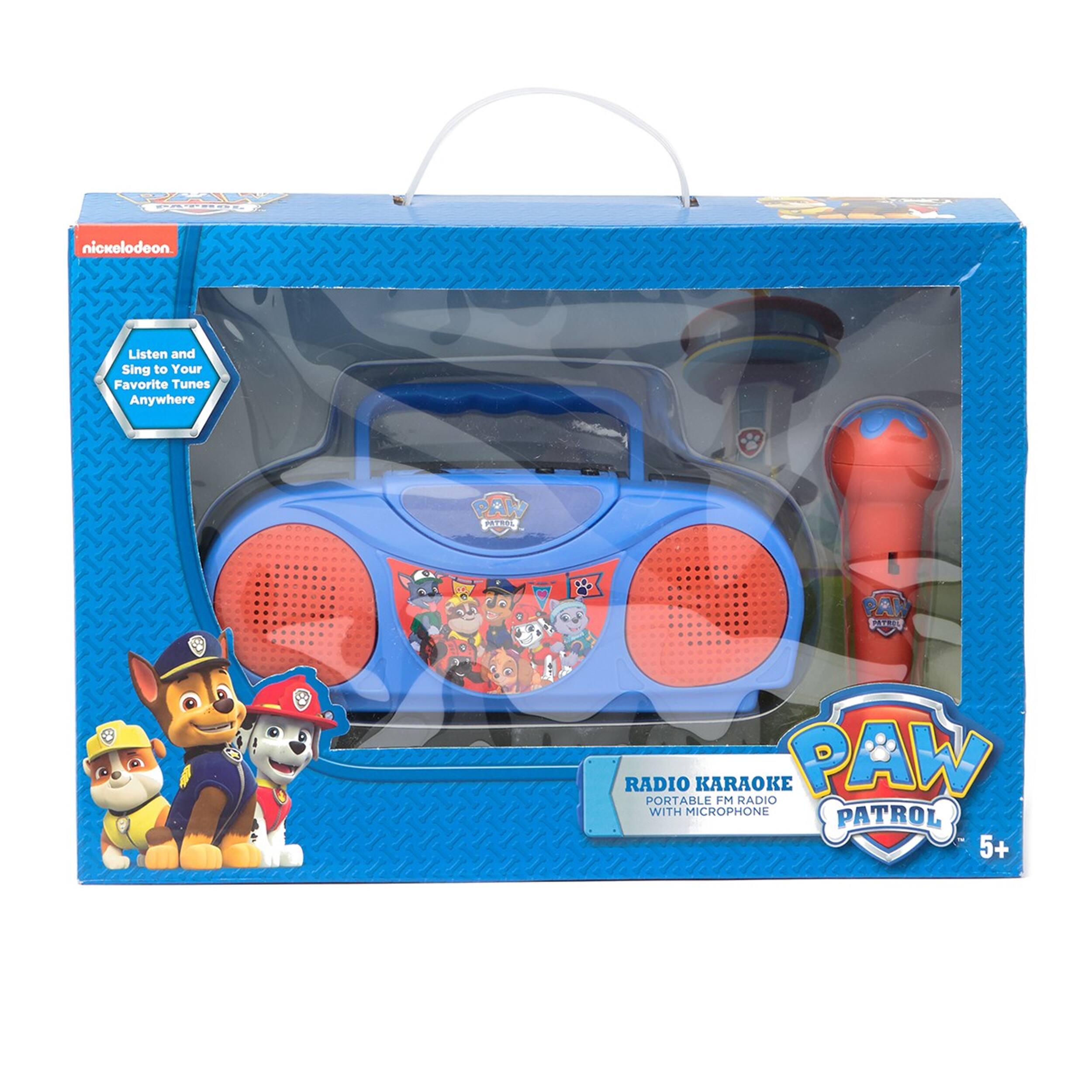 CINRUO niokelodeon Listen and Sing to Your Favorite Tunes Anywhere PAW PATROL RADIO KARAOKE PORTABLE FM RADIO WITH MICROPHONE 5+