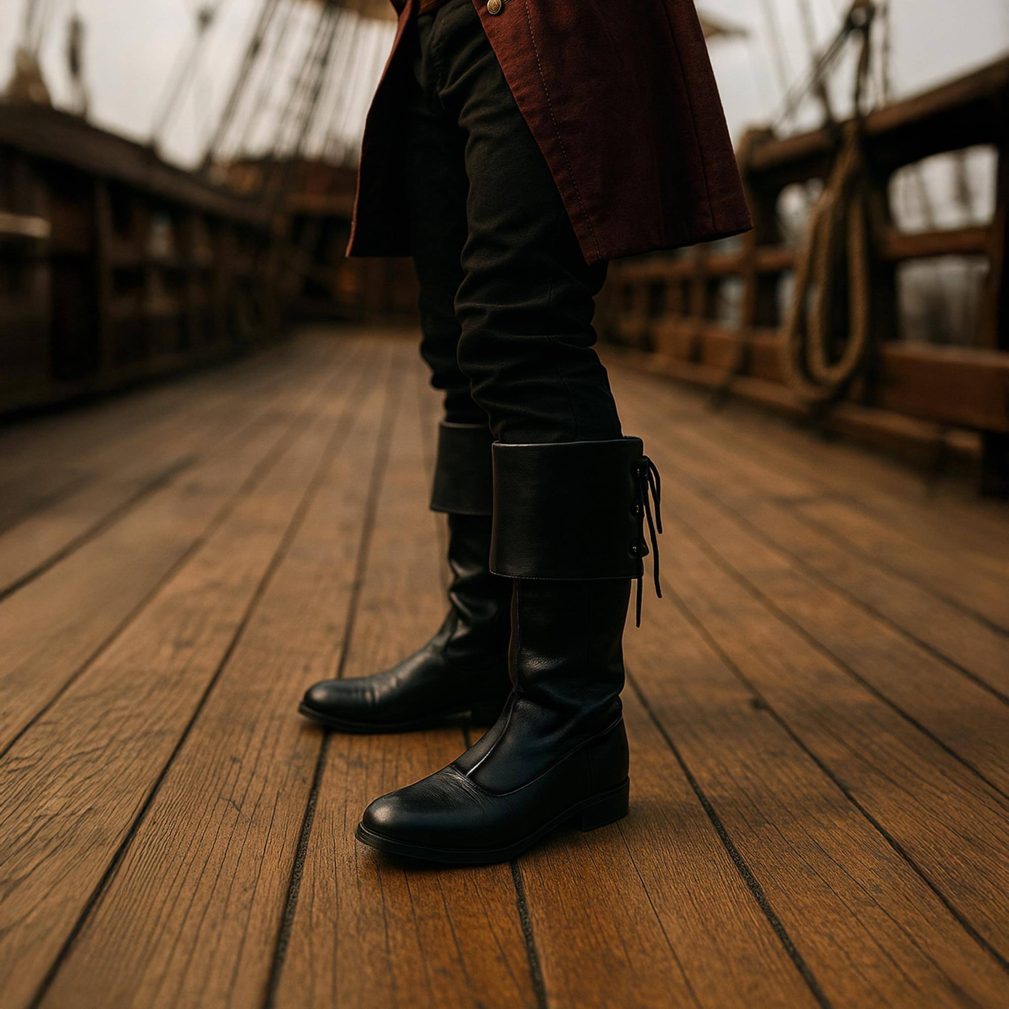 Alt View 2. Ellie Shoes - Sparrow Black  Pirate Mens Costume Boots Size Large 12-13 - Black.