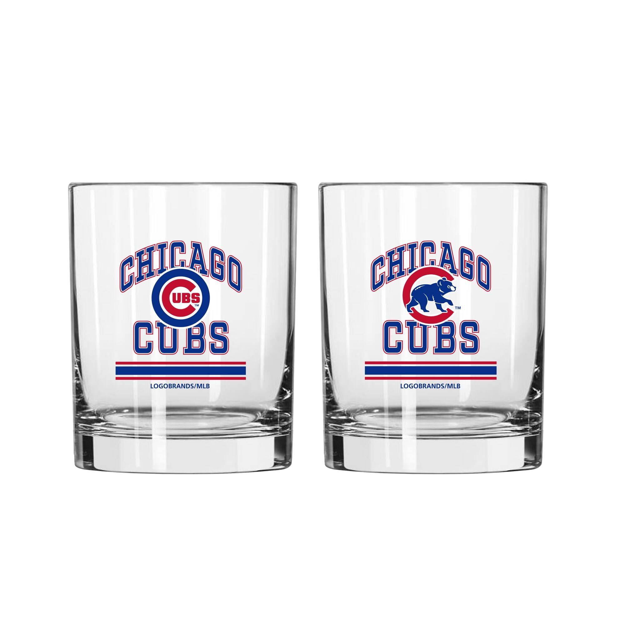 Logo Brands - Chicago Cubs 12oz. Current & Throwback Logos Two-Pack Glass Set - Multicolor