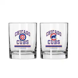 Logo Brands - Chicago Cubs 12oz. Current & Throwback Logos Two-Pack Glass Set - Multicolor