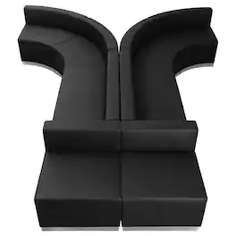 Flash Furniture - HERCULES Alon Series 8-Piece Modular Reception Guest Chair Set, LeatherSoft, 105"W x 129"D, Model ZB-803-620-SET-BK - Black