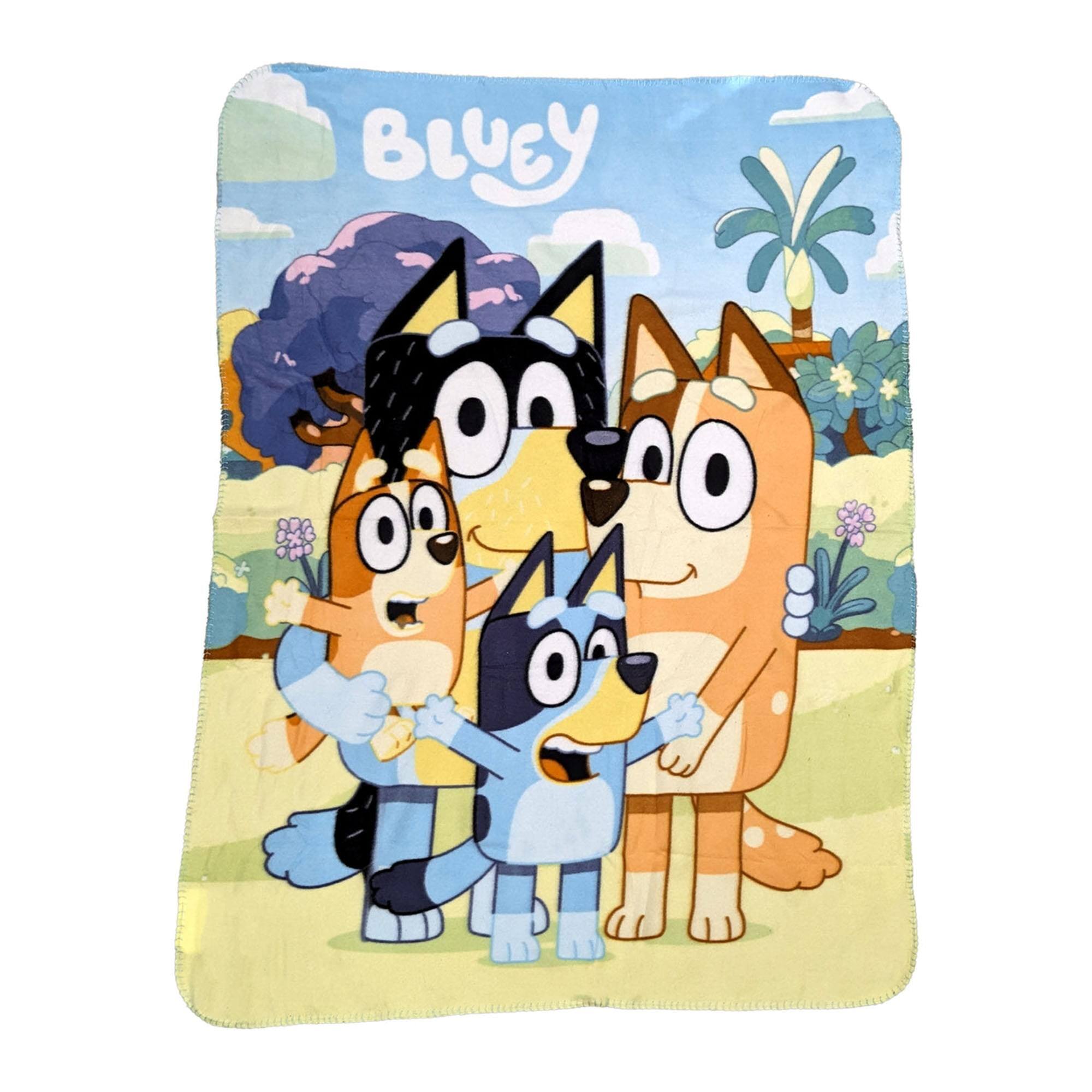 Front. Disney - Bluey and Family 45 x 60 Inch Fleece Throw Blanket - Multi-Colored.