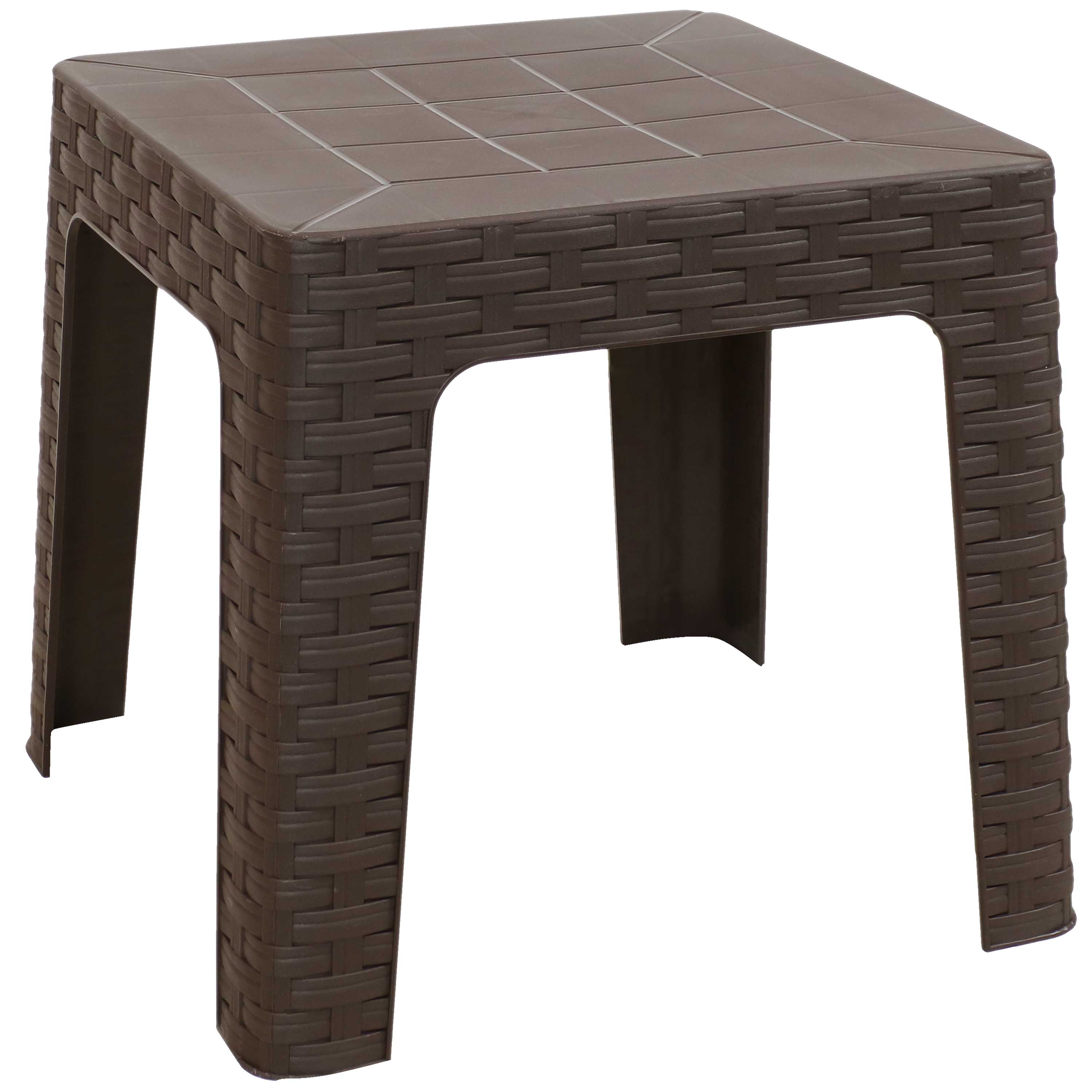 Sunnydaze - 18.5 in Plastic Square Patio Side Table - Brown