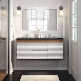Render 48" Wall-Mount Bathroom Vanity Basin Included by Modway - White Walnut Black