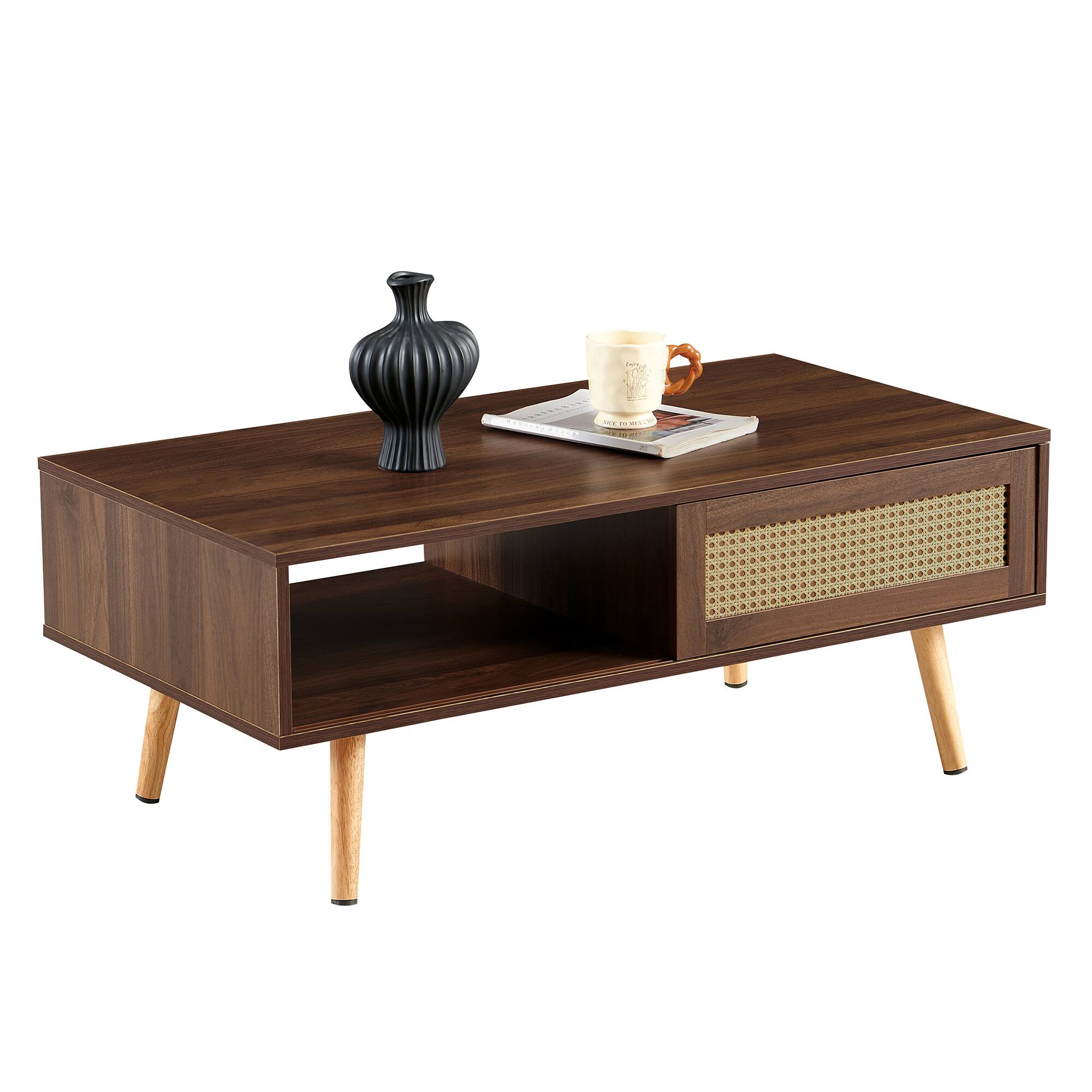 Alt View 8. APRILSOUL - Extensible Table DINING TABLE OFFICE TABLE COFFEE TABLE Wood Leg - Brown.