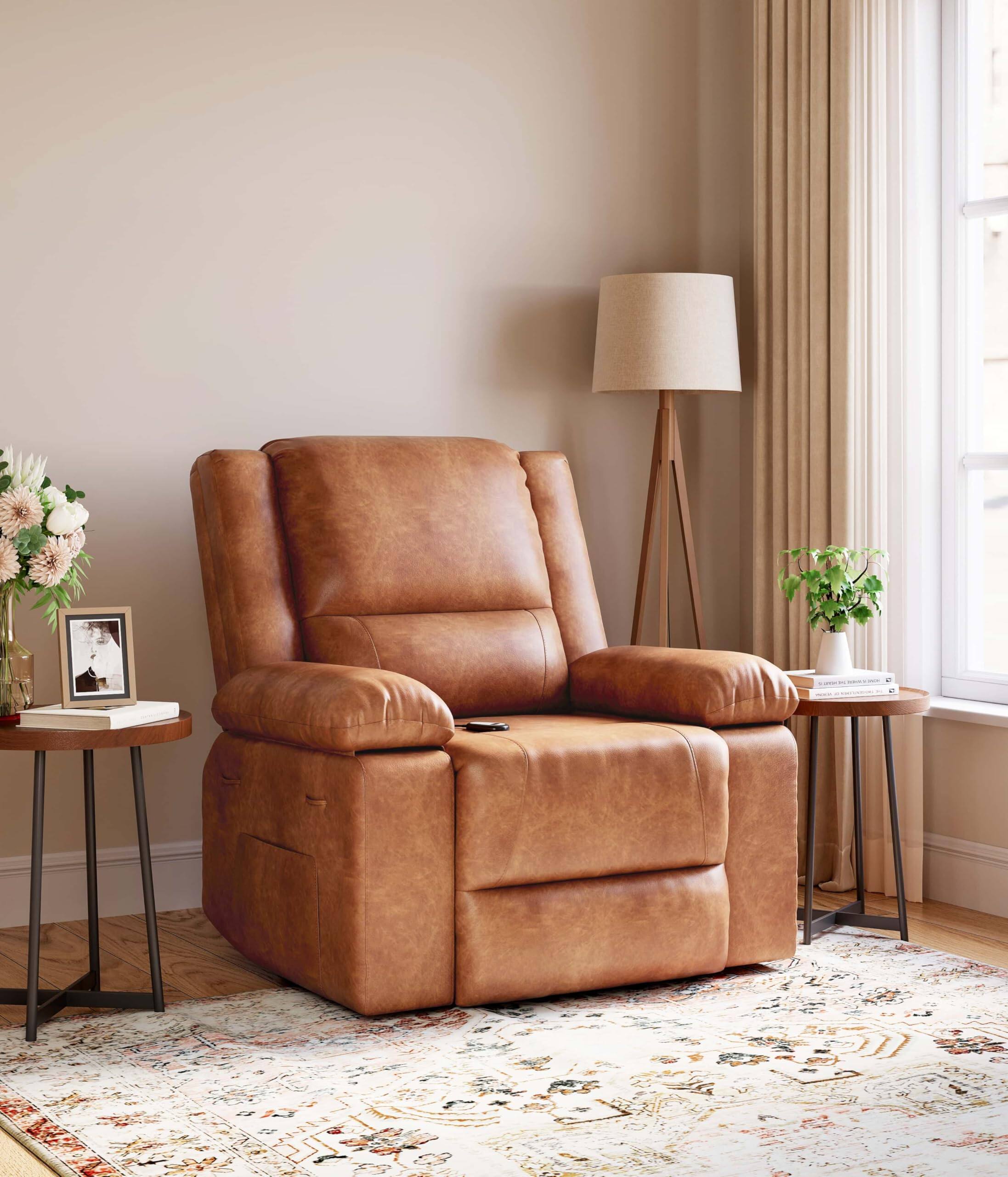 Alt View 1. Babevy - 37.4" Wide Electric Power Lift Recliner with Heat and Massage, PU Leather Recliner Chair for Elderly - Cagnac.