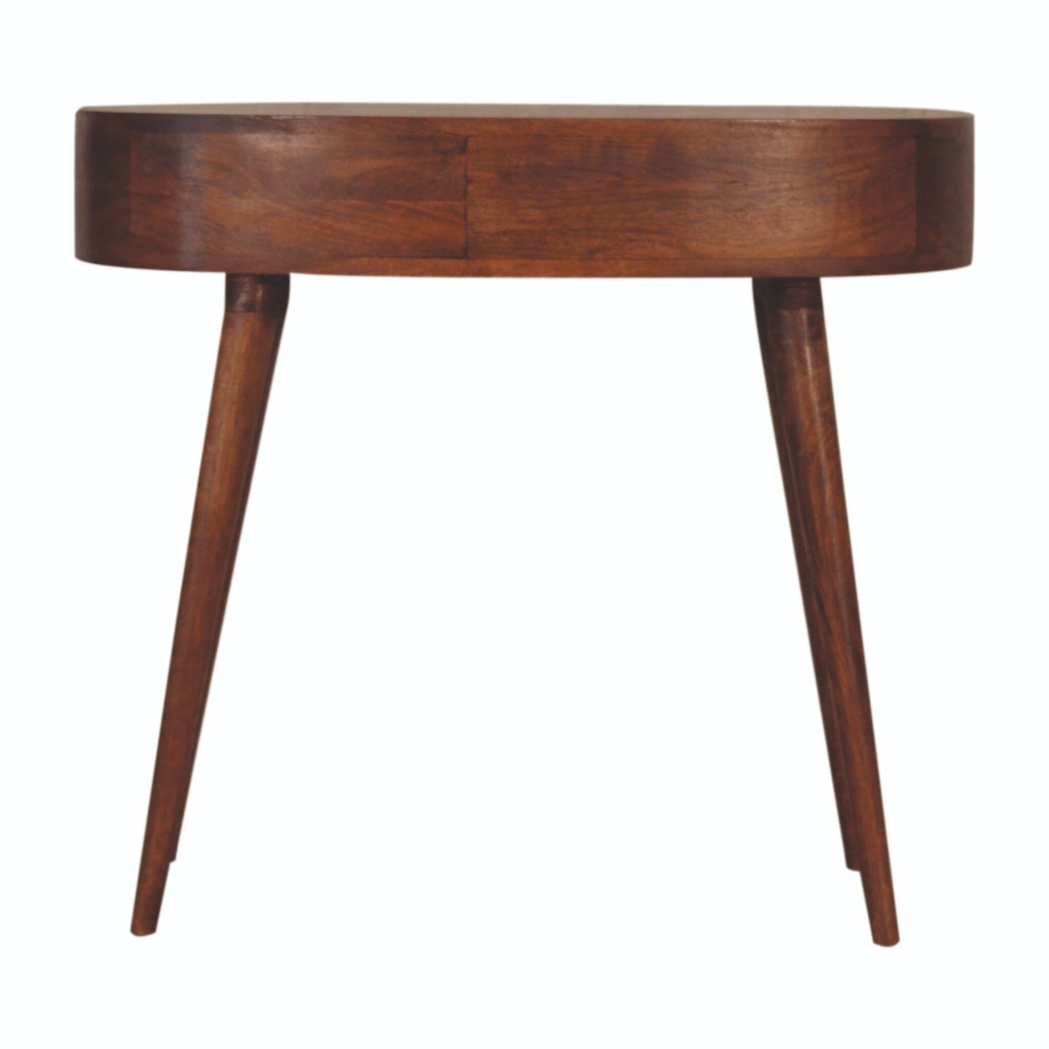 Alt View 6. Artisan Furniture - Artisan Furniture Solid Wood Chestnut Rounded Writing Desk, 1 Drawer, 1 Open Slot, Dark Brown - Dark Brown.