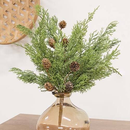 Angle. BreeBe - Western Cedar & Pinecone Bush 19" - Green.