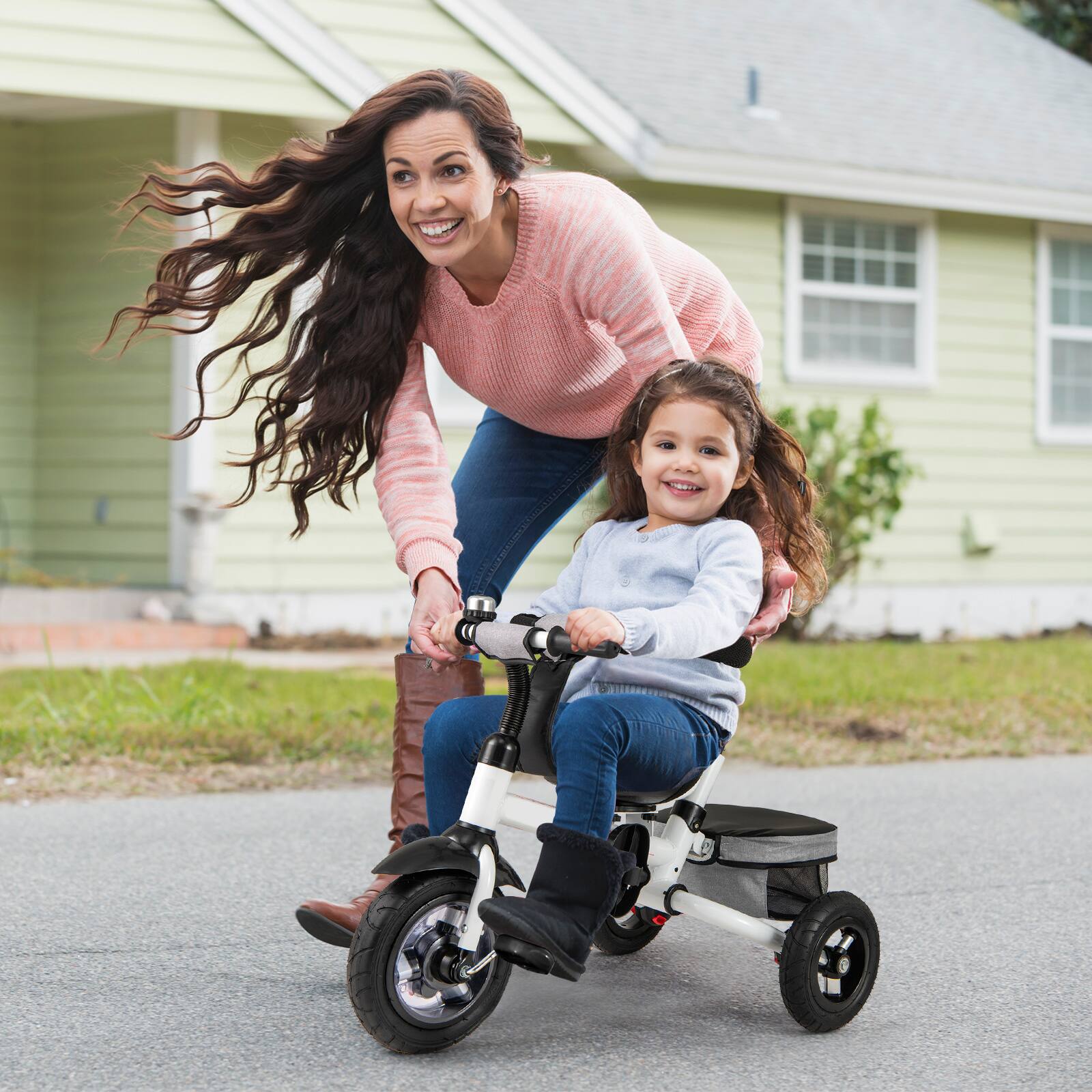 Alt View 3. Gymax - Gymax 5-in-1 Folding Trike for Toddlers 1-5 Years Old w/ Safety Harness Storage Gray - Gray.