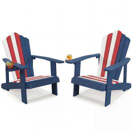 Gymax - 2Pcs Oversized Adirondack Chair Lounge Adirondack Chair w/Adjustable Cup Holder White & Gold - Red