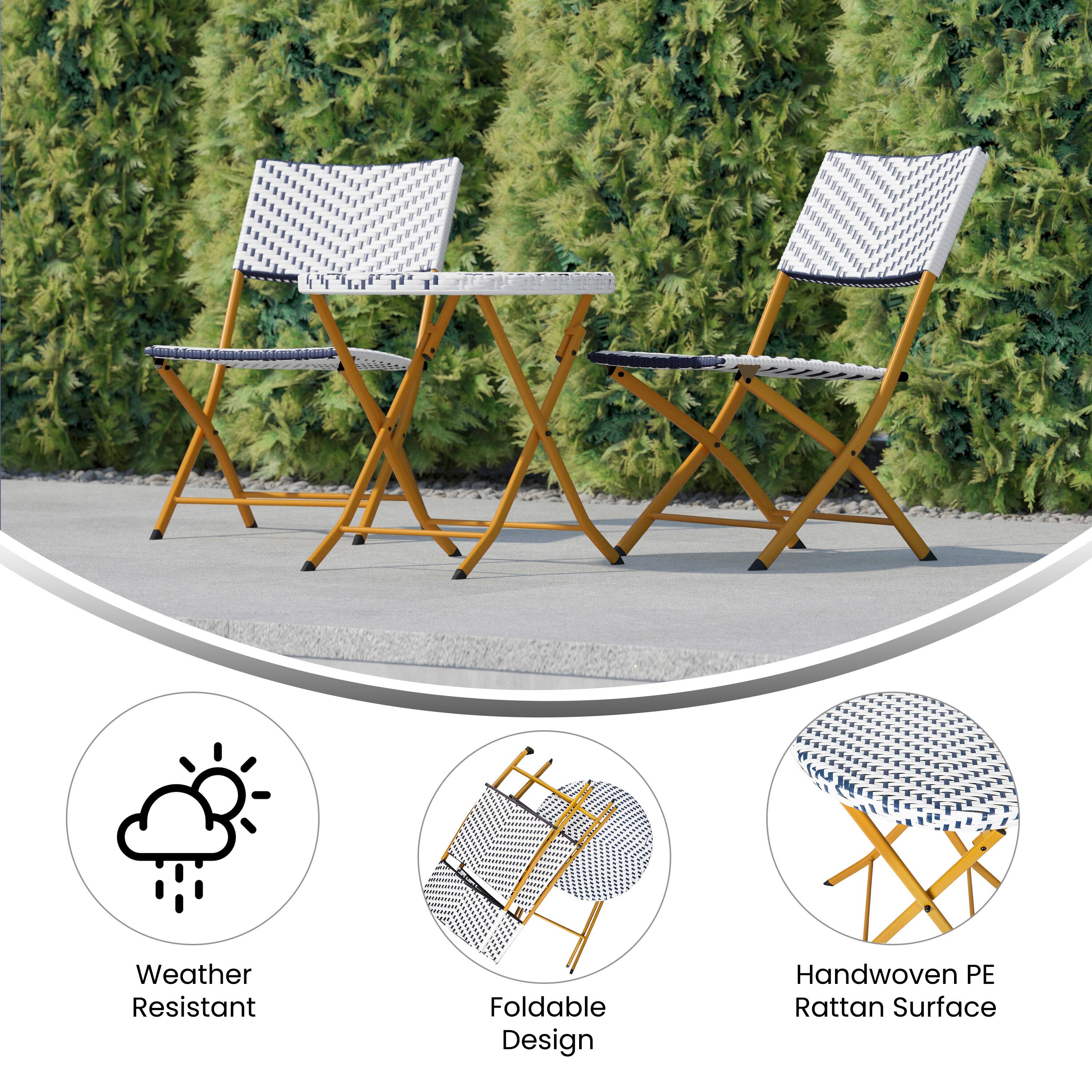 Weather Resistant Foldable Design Handwoven PE Rattan Surface