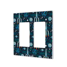 Keyscaper - Marvel Pattern Hidden-Screw Light Switch Plate - Double Rocker - Fantastic Four