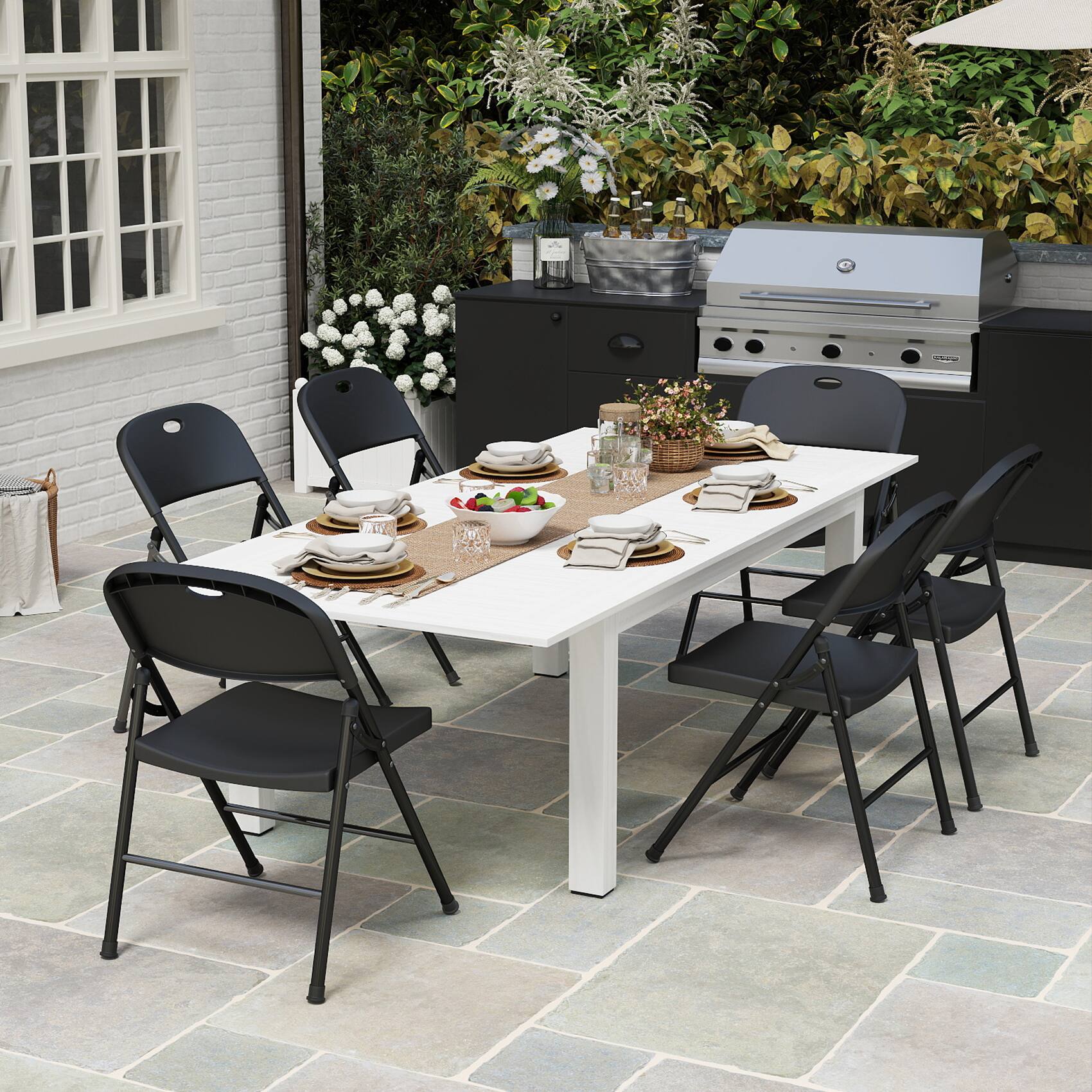 Alt View 5. SKONYON - 6 Pack Portable Folding Chair Set with Durable Steel Frame - Black.