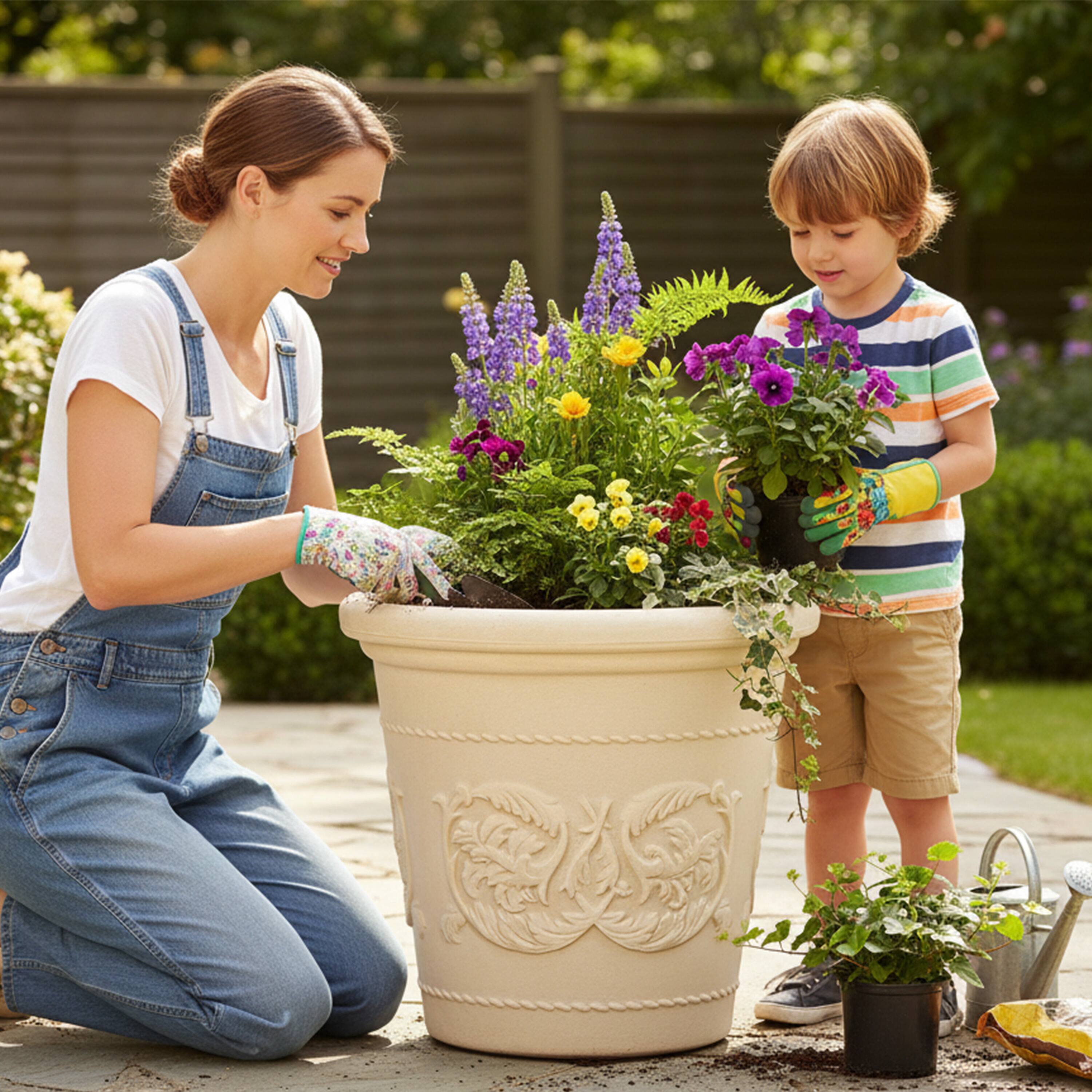Alt View 7. Sunnydaze - 2pk 19.5 in Arabella Polyresin Outdoor Planter - Antique White.