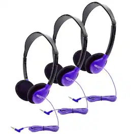 HamiltonBuhl - Personal On-Ear Stereo Headphone, Purple, Pack of 3