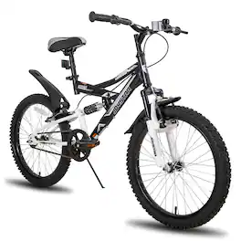 JOYSTAR - 24 Inch Kids Bike for Boys Girls Ages 9+, Dual-Suspension Kids Mountain Bike with Kickstand - Black