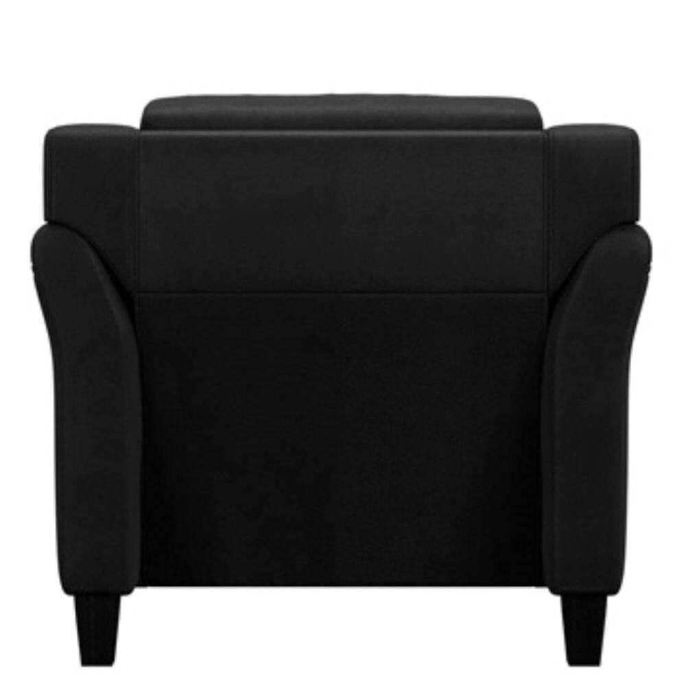 Back. Hivvago - Black Microfiber Upholstered Armchair Flared Arm Chair with Tufted Back Cushion - Black.