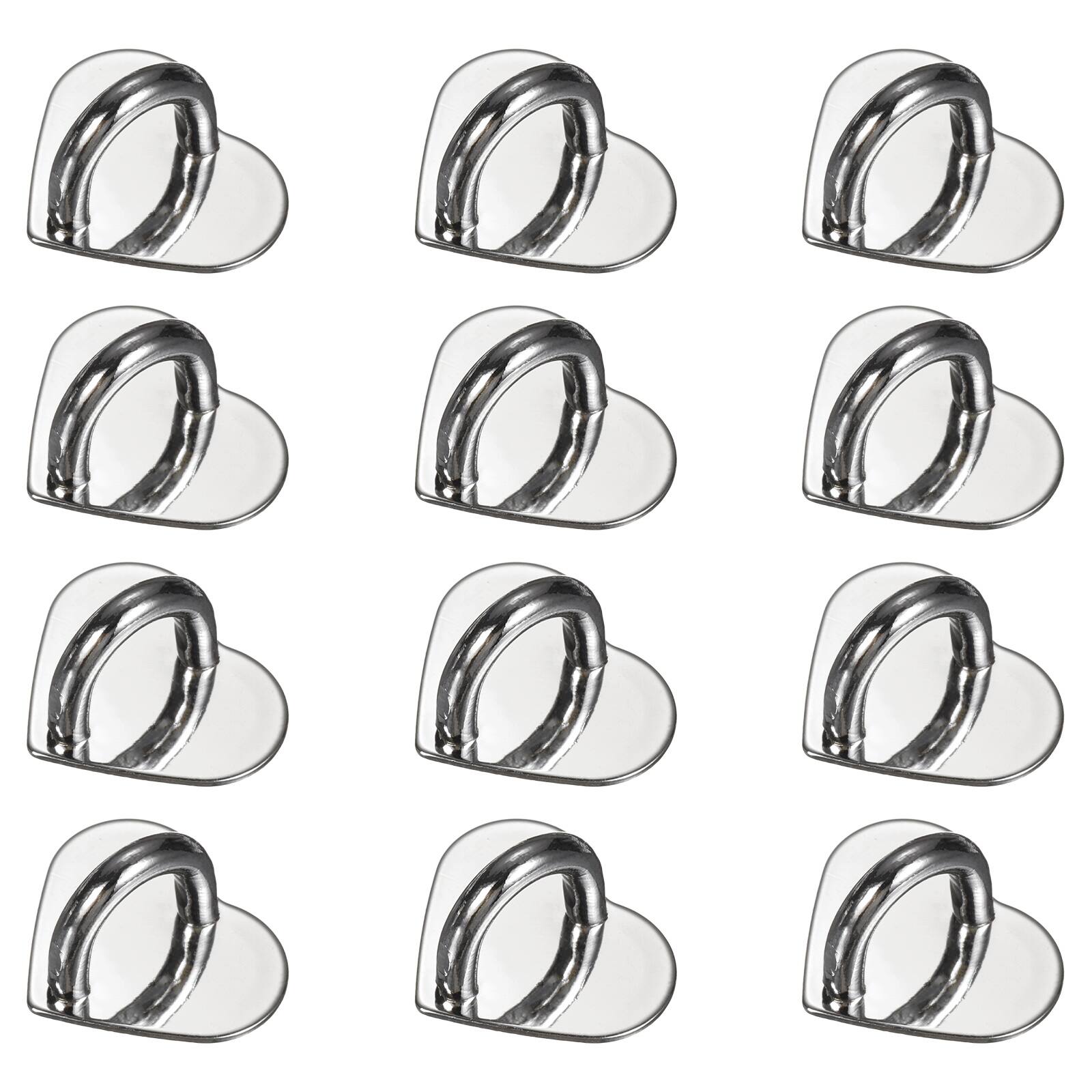 Unique Bargains - Metal Phone Charm Hook 0.8", 12pcs Adhesive Heart Shaped Finger Grip for Smartphones Keychain Tablet Case Accessories - Silver
