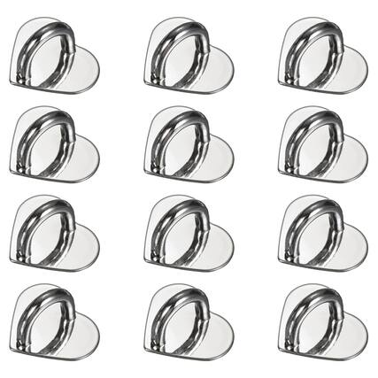 Front. Unique Bargains - Metal Phone Charm Hook 0.8", 12pcs Adhesive Heart Shaped Finger Grip for Smartphones Keychain Tablet Case Accessories - Silver.