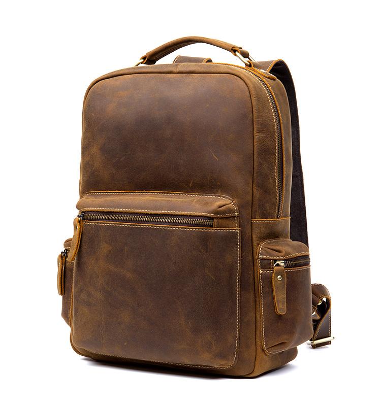Alt View 5. Steel Horse Leather - The Langley Backpack | Genuine Vintage Leather Backpack - Brown.
