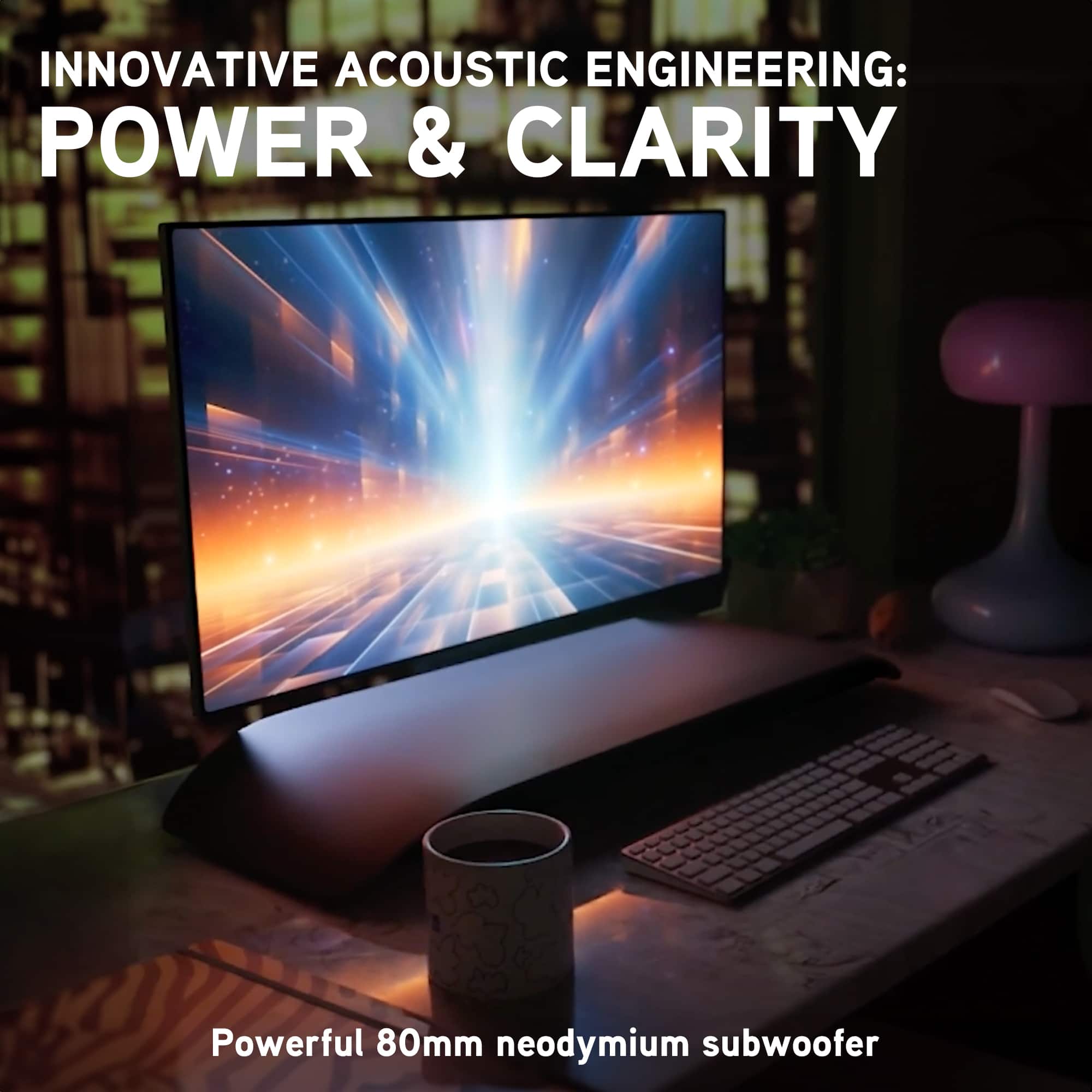 INNOVATIVE ACOUSTIC ENGINEERING: POWER & CLARITY Powerful 80mm neodymium subwoofer