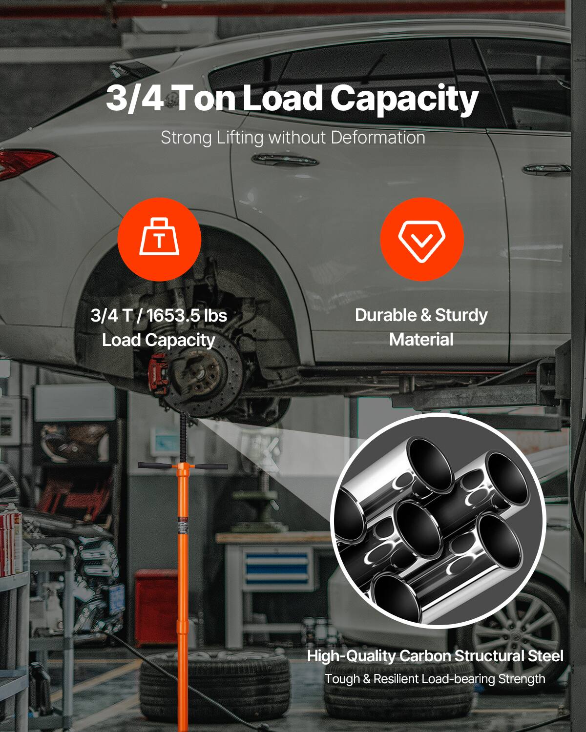 3/4 Ton Load Capacity  
Strong Lifting without Deformation  

3/4 T / 1653.5 lbs Load Capacity  

Durable & Sturdy Material  

High-Quality Carbon Structural Steel  
Tough & Resilient Load-bearing Strength
