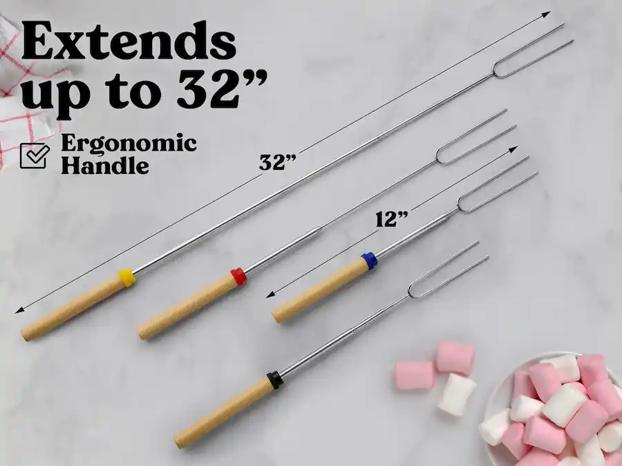 13 Inch Stick Zulay Kitchen Sturdy Marshmallow Sticks for Fire Pit Great Smores ...