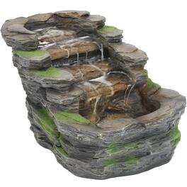 Sunnydaze - Shale Falls Outdoor Water Fountain with LED Lights - 13.75 in - Gray
