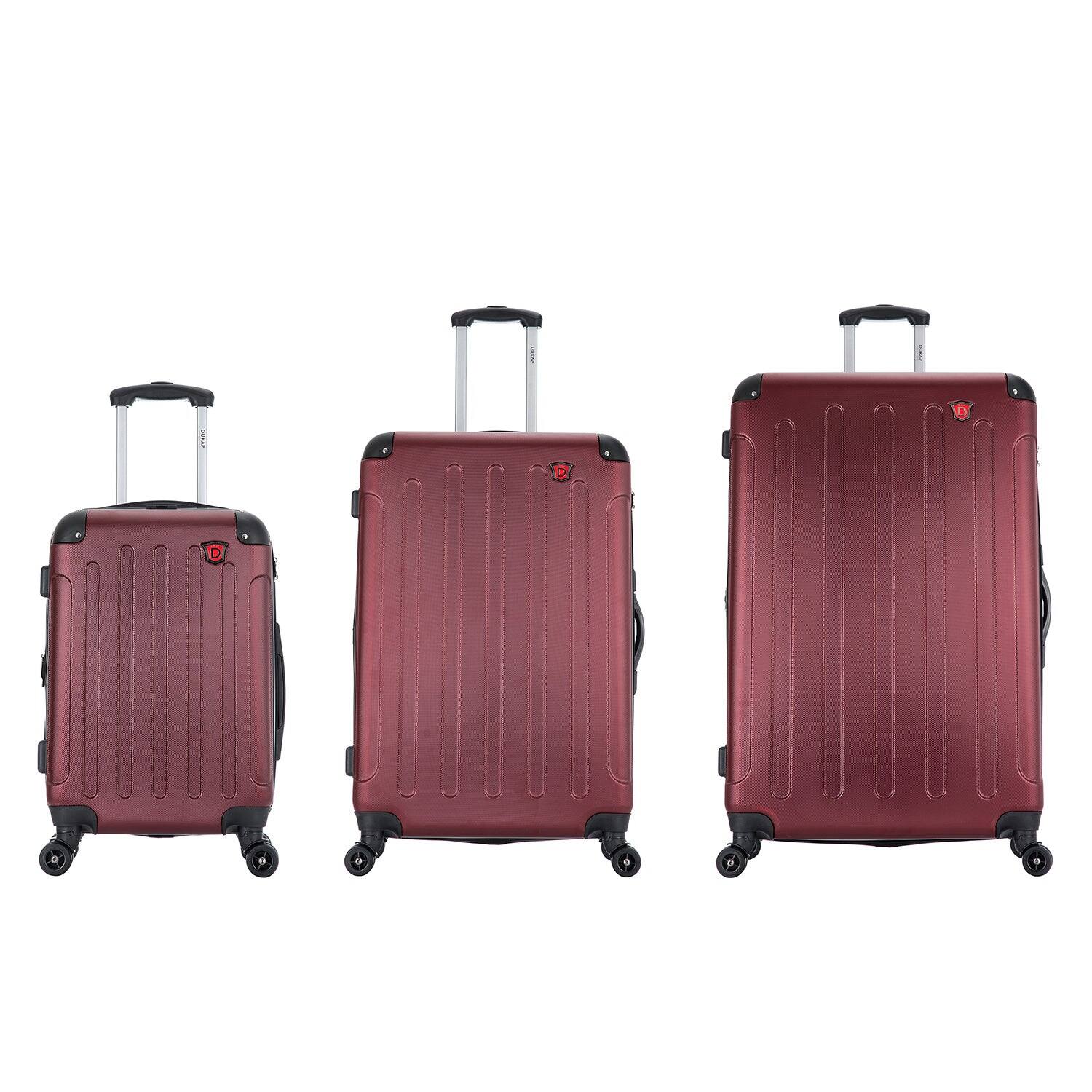 Angle. DUKAP - Intely Smart Hardside 3 Piece Luggage Set 20"/28"/32" + USB Port + integrated weight scale - WINE.