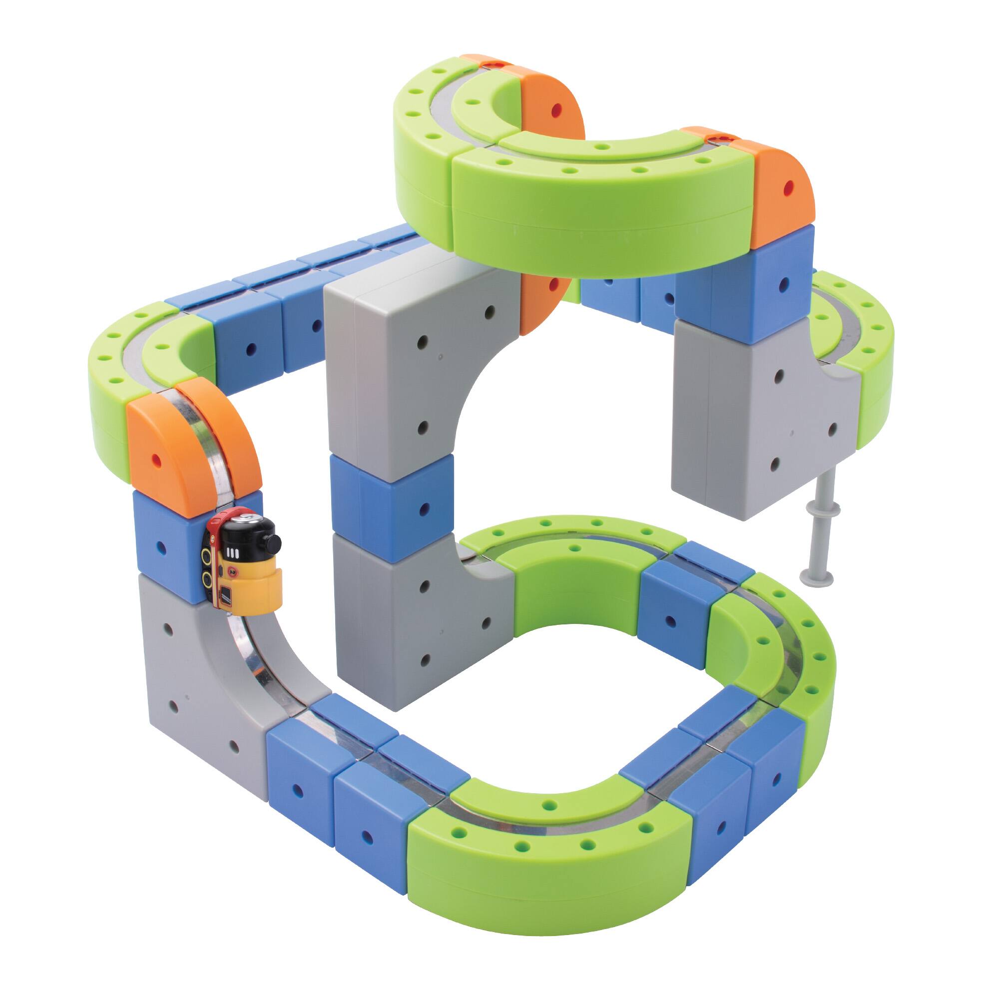 Alt View 2. Contixo - MT4 Magnetic Track 91-Piece 3D Building Set with Rechargeable Motorized Race Car, Ages 3+.